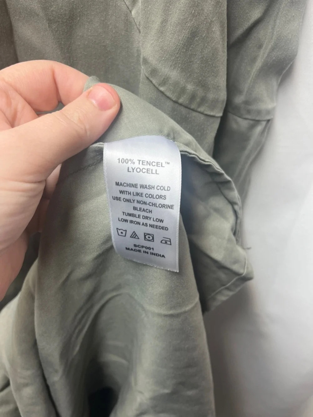 QUINCE Olive Green Vintage Wash Tencel  Adjustable Strap Slip Maxi Dress- L - Picture 5 of 6